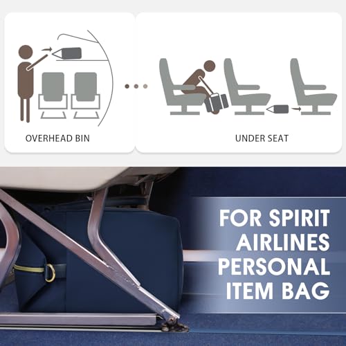 WANDF For Spirit Airlines Personal Item Bag 18x14x8 Travel Duffel Bag with TSA Approved Quart Size Bag & Shoe Bags Weekender Overnight Carry-on Luggage for Women (Navy Blue) - Image 3