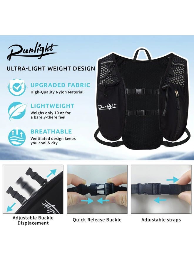 Runlight Running Vest for Women Men, Adjustable Hydration Backpack Breathable Reflective with 1.5L Water Bladder for Hiking, Trail, Running, Marathons, Cycling(Black, One Size) - Image 3