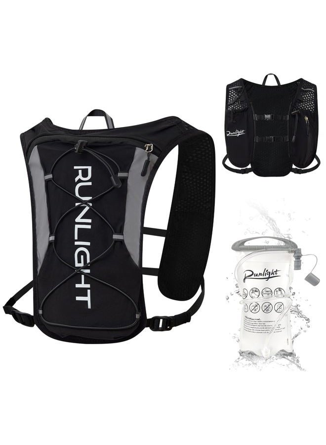 Runlight Running Vest for Women Men, Adjustable Hydration Backpack Breathable Reflective with 1.5L Water Bladder for Hiking, Trail, Running, Marathons, Cycling(Black, One Size) - Image 1