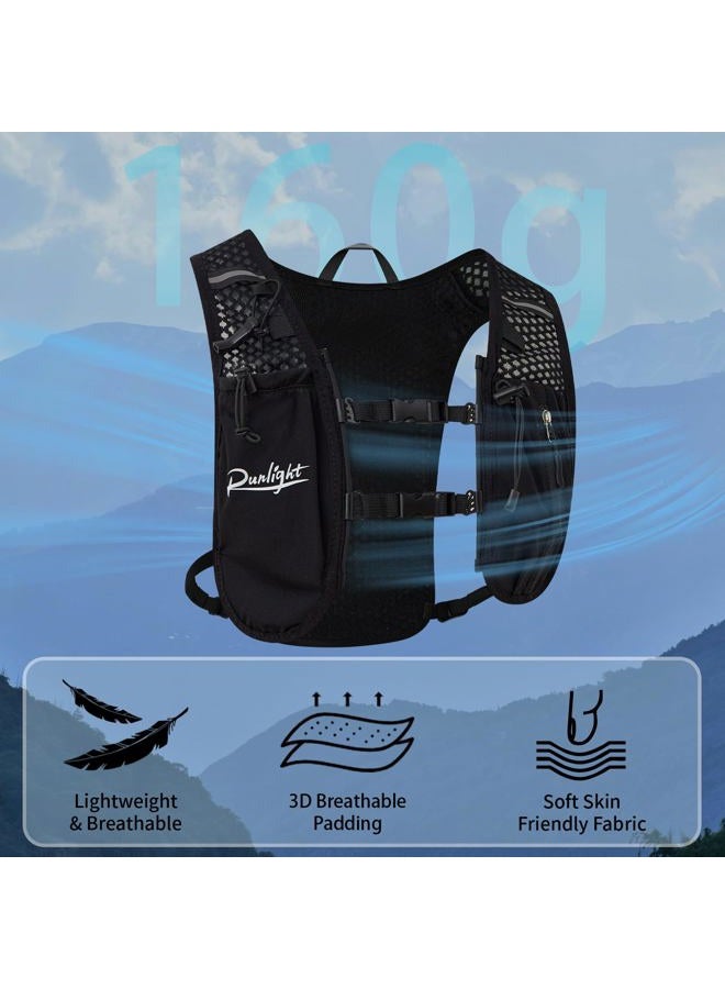 Runlight Running Vest for Women Men, Adjustable Hydration Backpack Breathable Reflective with 1.5L Water Bladder for Hiking, Trail, Running, Marathons, Cycling(Black, One Size) - Image 5