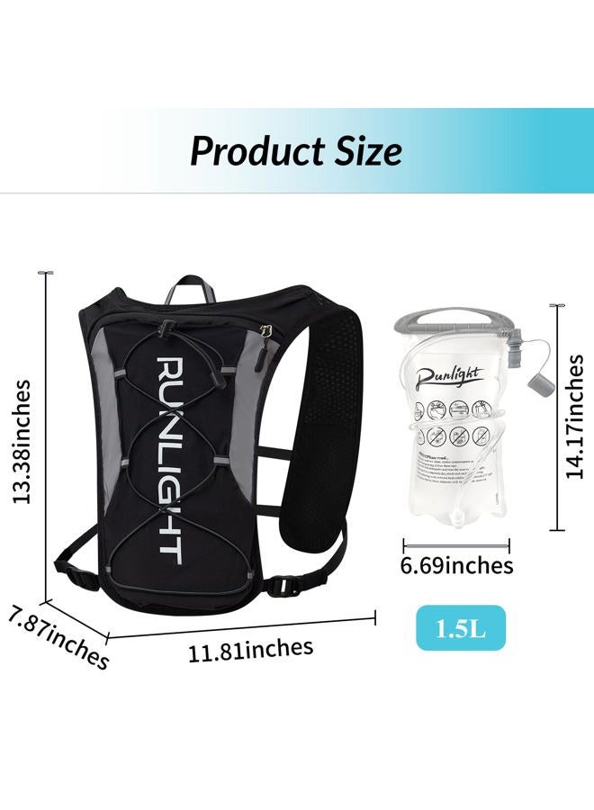 Runlight Running Vest for Women Men, Adjustable Hydration Backpack Breathable Reflective with 1.5L Water Bladder for Hiking, Trail, Running, Marathons, Cycling(Black, One Size) - Image 2