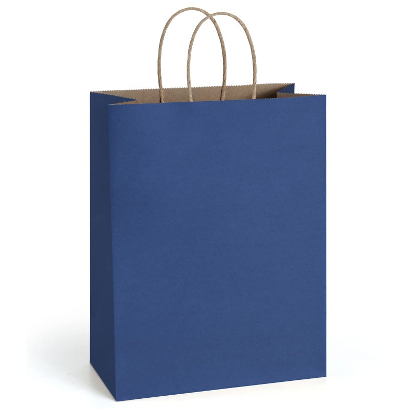 BagDream Gift Bags 10x5x13 25Pcs Kraft Paper Shopping Bags with Handles for Gifts Business Merchandise Retail Birthday Party Favor Navy Blue Recycled Paper Sacks