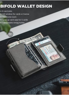 Card Holder Wallet with Airtag Holder & ID Window Pop Up Slim Leather Wallet RFID Blocking Magnetic Closure for Credit Cards and Cash Grey - pzsku/ZCF007F2252FE071EBA60Z/45/_/1695540509/73976ac1-23c0-49e7-afab-5a10f87161ae