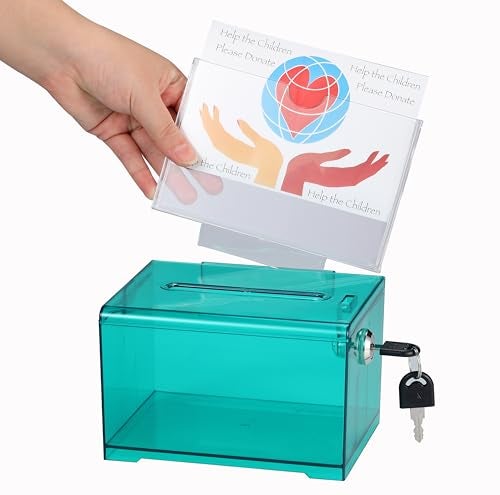 AdirOffice Adir Suggestion Box with Slot and Lock – Acrylic Donation Box for Fundraising, Drawing Box for Raffle, Funraiser Box, Tip Box with Lock - 6.25x4.5x 4 Inches voting box with slot and Sign Holder - Image 1
