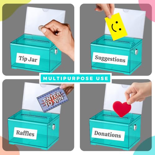 AdirOffice Adir Suggestion Box with Slot and Lock – Acrylic Donation Box for Fundraising, Drawing Box for Raffle, Funraiser Box, Tip Box with Lock - 6.25x4.5x 4 Inches voting box with slot and Sign Holder - Image 5