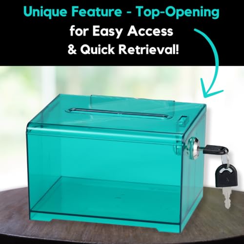 AdirOffice Adir Suggestion Box with Slot and Lock – Acrylic Donation Box for Fundraising, Drawing Box for Raffle, Funraiser Box, Tip Box with Lock - 6.25x4.5x 4 Inches voting box with slot and Sign Holder - Image 3