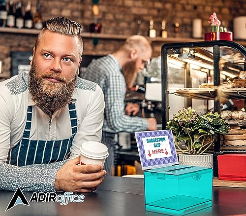 AdirOffice Adir Suggestion Box with Slot and Lock – Acrylic Donation Box for Fundraising, Drawing Box for Raffle, Funraiser Box, Tip Box with Lock - 6.25x4.5x 4 Inches voting box with slot and Sign Holder - Image 4