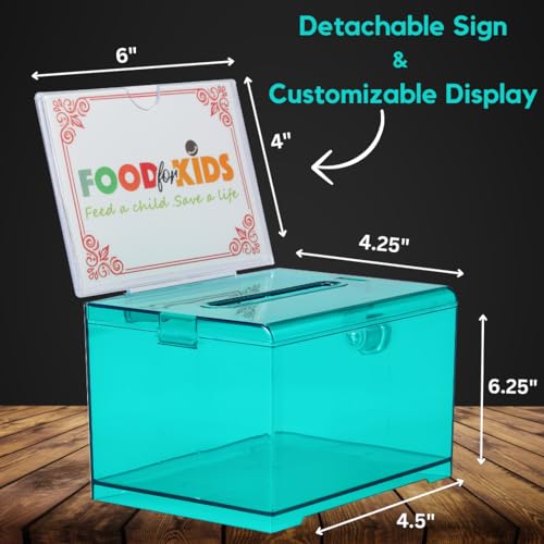 AdirOffice Adir Suggestion Box with Slot and Lock – Acrylic Donation Box for Fundraising, Drawing Box for Raffle, Funraiser Box, Tip Box with Lock - 6.25x4.5x 4 Inches voting box with slot and Sign Holder - Image 2