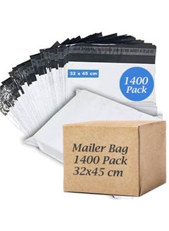 MARKQ [1400 Pack] White Poly Mailers Bags [32x45 cm] Adhesive Self-Seal Shipping Envelopes for Packaging Delivery, Ideal for Posting Parcels and Clothes  - Image 1