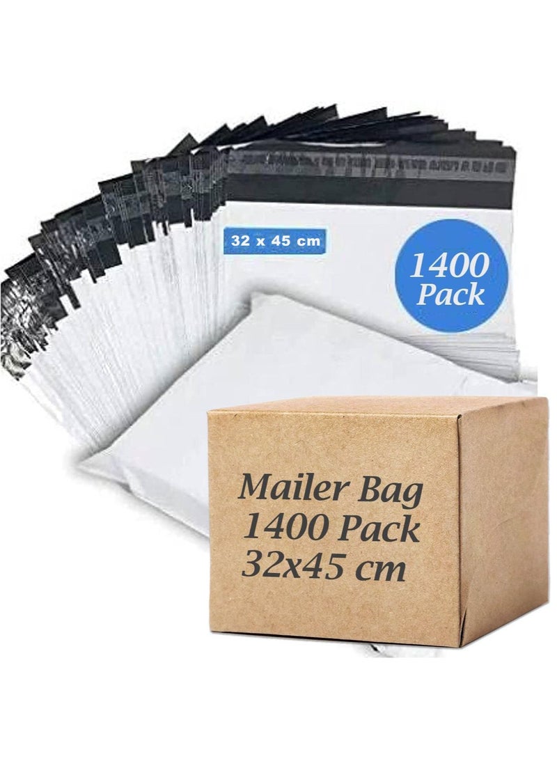 MARKQ [1400 عبوة] أكياس بولي بيضاء [32x45 سم] أظرف شحن ذاتية اللصق للتغليف والتوصيل، مثالية لإرسال الطرود والملابس - Image 1