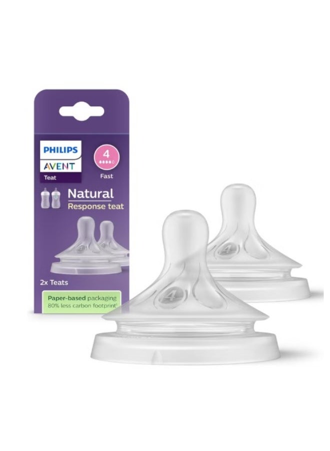 Philips Avent Natural Response Bottle Teat - 2 x Baby Bottle Flow 4 Teats for Babies BPA Free