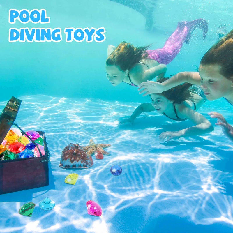 Niceup 26pcs Big Diving Gems Large Diamond Toys for Kids Girls Easter Egg Toy Fillers Princess Mermaid Party Favors Pirate Treasure Chest Toys Fake Jewels Gemstones 1.57in Assorted Colors - Image 5