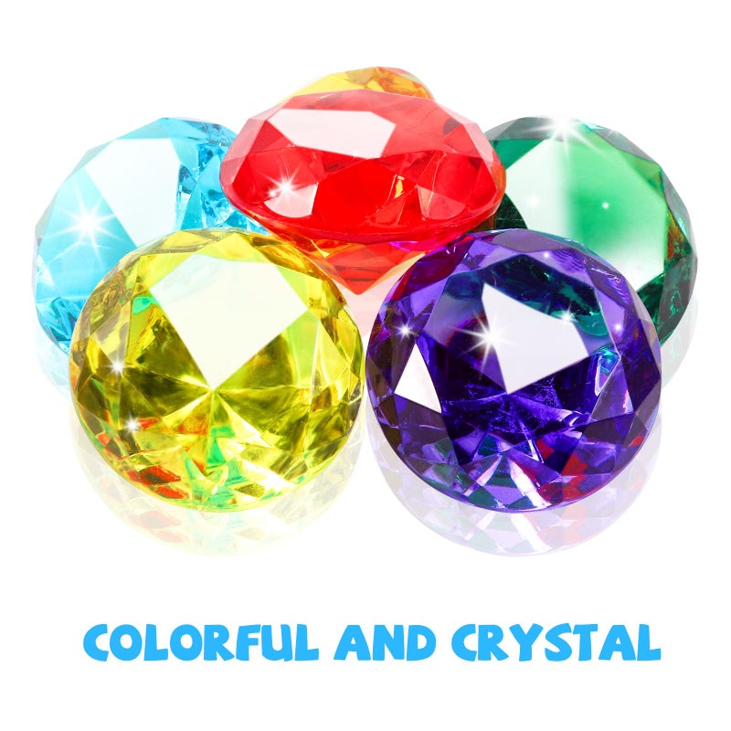 Niceup 26pcs Big Diving Gems Large Diamond Toys for Kids Girls Easter Egg Toy Fillers Princess Mermaid Party Favors Pirate Treasure Chest Toys Fake Jewels Gemstones 1.57in Assorted Colors - Image 2