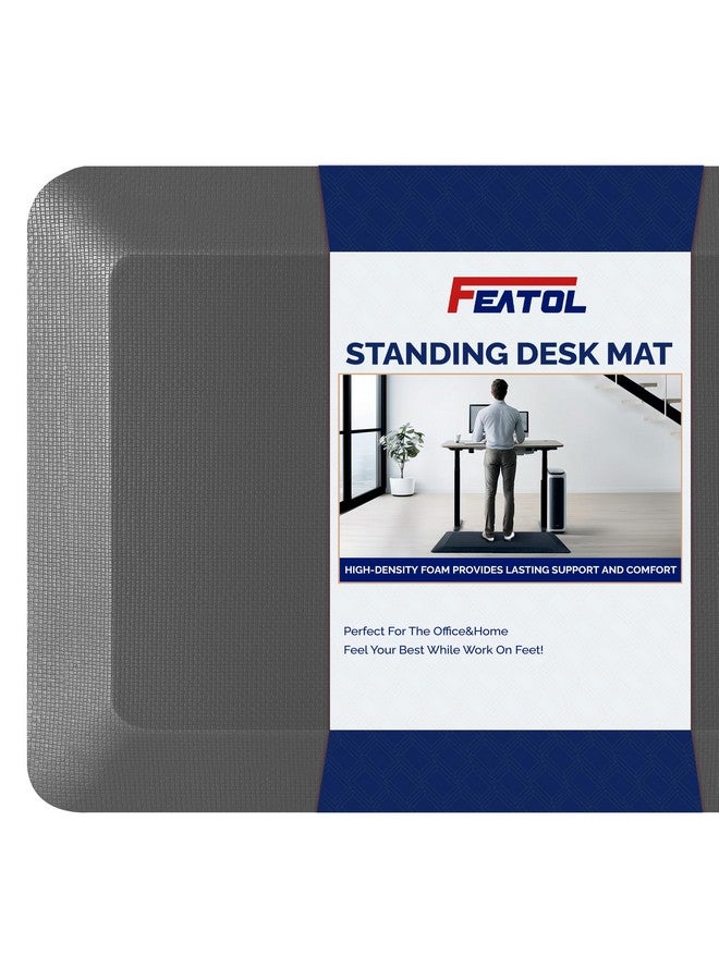 FEATOL Anti Fatigue Mat Floor Mat, Extra Thick Standing Office Desk Mat Memory Foam Cushioned Anti Fatigue Ergonomic Kitchen Mats Comfort Standing Pad NOT PVC 9/10 Inch Thick (20" x 39", Gray) - Image 1