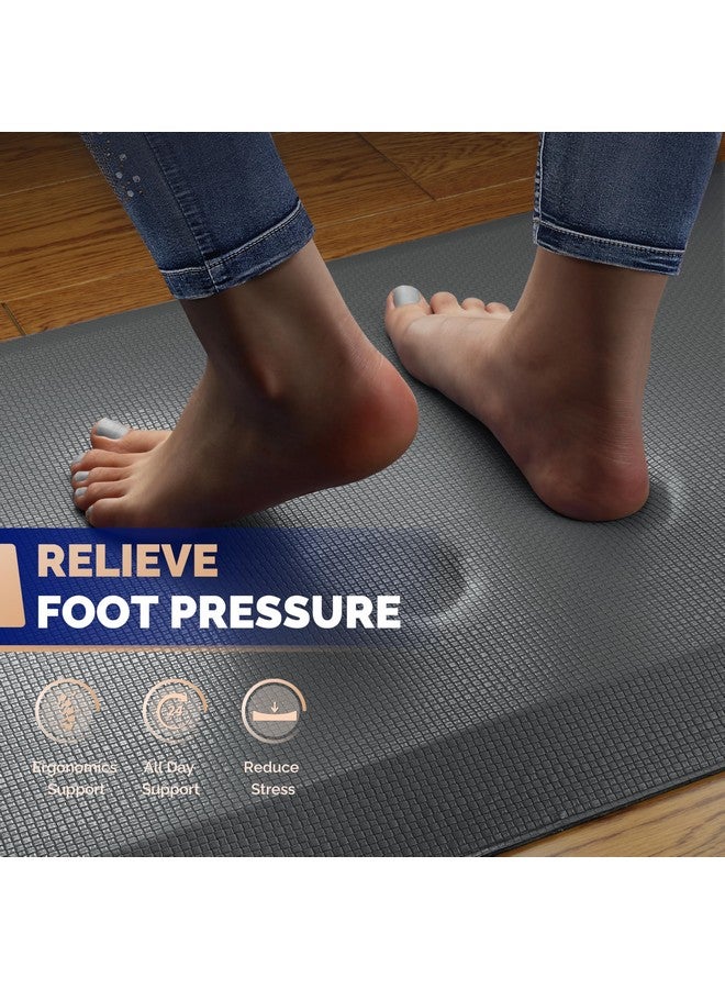 FEATOL Anti Fatigue Mat Floor Mat, Extra Thick Standing Office Desk Mat Memory Foam Cushioned Anti Fatigue Ergonomic Kitchen Mats Comfort Standing Pad NOT PVC 9/10 Inch Thick (20" x 39", Gray) - Image 3