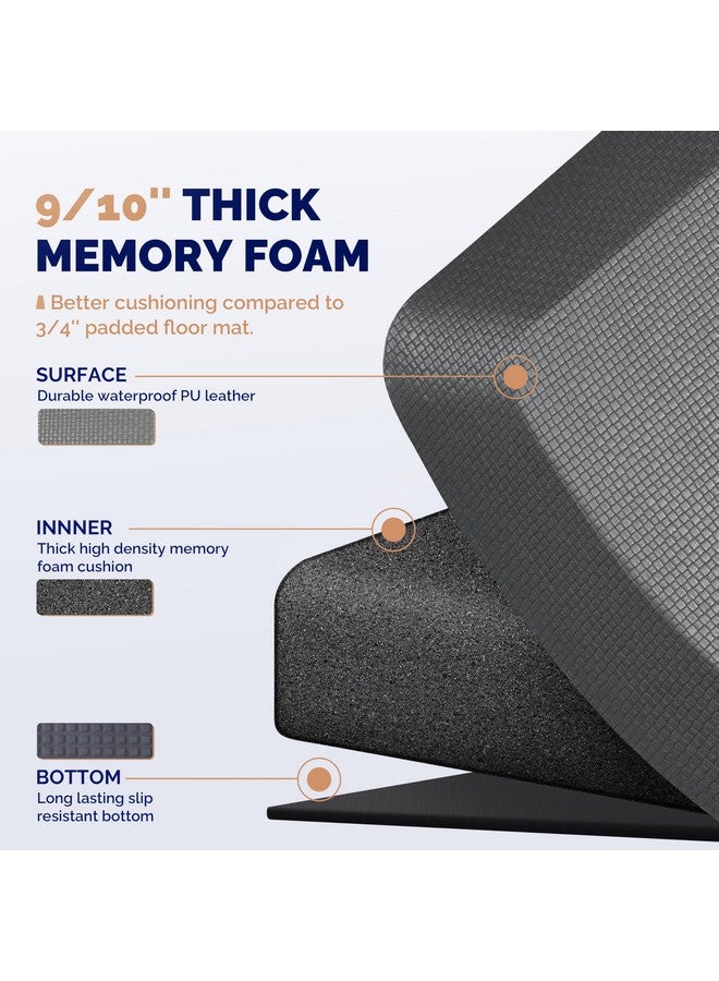 FEATOL Anti Fatigue Mat Floor Mat, Extra Thick Standing Office Desk Mat Memory Foam Cushioned Anti Fatigue Ergonomic Kitchen Mats Comfort Standing Pad NOT PVC 9/10 Inch Thick (20" x 39", Gray) - Image 5
