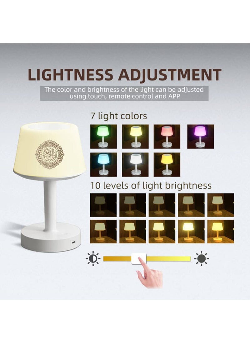 MAKS & CO. - "Desk Lamp Qur'an Speaker with Bluetooth, 7-Color LED Touch Table Lamp, 8GB Storage, 16 Reciters & 16 Translations (SQ-917) - White" - Image 1