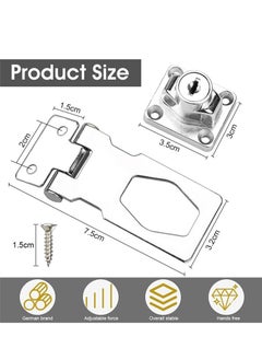 Y&D 2 Pack Keyed Hasp 63 mm Door Bolt Latch Buckle Metal Safety Latches Chrome Plated Hardware for Doors Front Door, Garage Wooden Box  - Image 2
