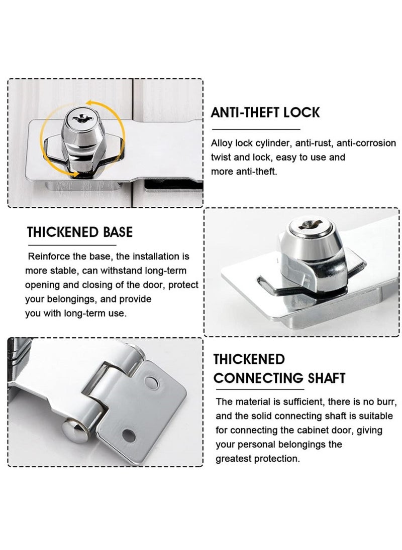 Y&D - 2 Pack Keyed Hasp 63 mm Door Bolt Latch Buckle Metal Safety Latches Chrome Plated Hardware for Doors Front Door, Garage Wooden Box - Image 1