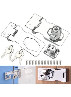 Y&D 2 Pack Keyed Hasp 63 mm Door Bolt Latch Buckle Metal Safety Latches Chrome Plated Hardware for Doors Front Door, Garage Wooden Box  - Image 1