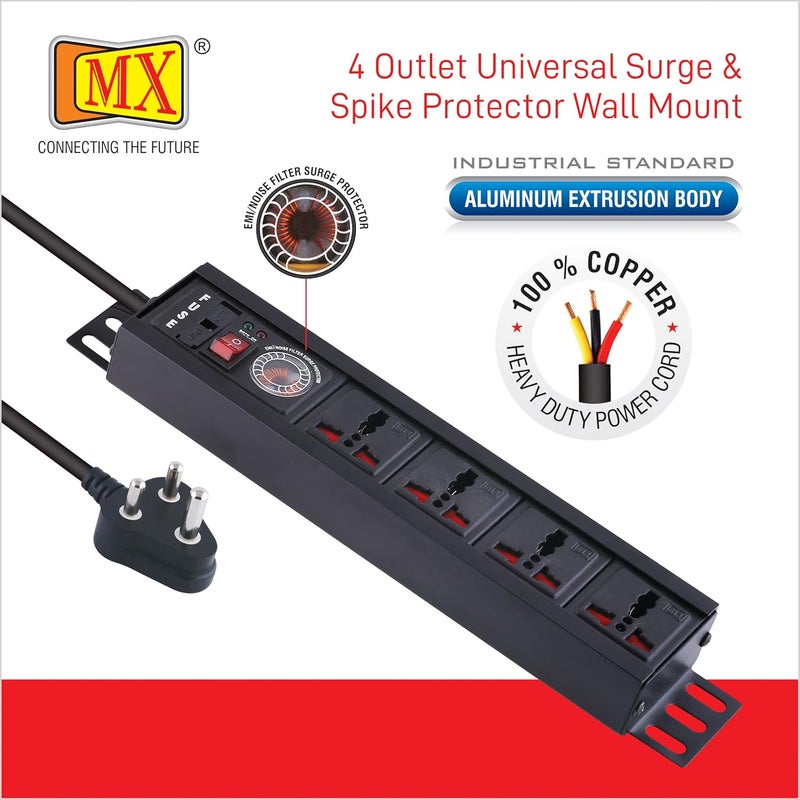MX MX 4 Socket Extension Board Power Strip with Surge Protector Spike Guard with Switch 5 amp Socket Switch Board Universal Sockets 2000w Extension Cord 5m MultiPlug Socket for Home Office  - Image 5