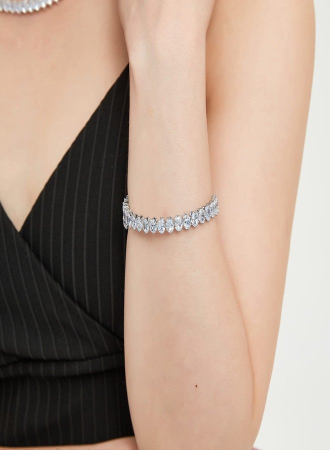 ايه إي لايف سوار أيليف بيضاوي الشكل من الزركونيا المكعبة، مفتوح وقابل للتعديل، مناسب للرجال والنساء، سوار تنس مطلي بالذهب الأصفر مرصع بالزركونيا المكعبة، وسلسلة خلخال مرصعة بأحجار الراين (سوار بيضاوي الشكل من الزركونيا المكعبة). - Image 4