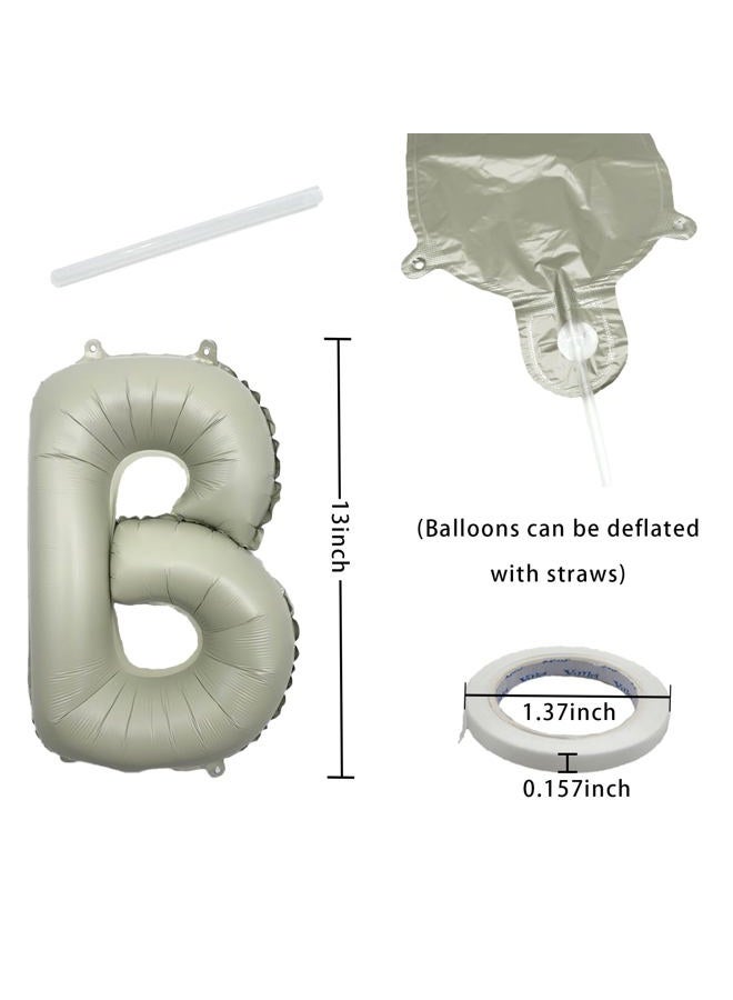 K.E.J. Beige Happy Birthday Balloon Banner 16 Inch - Foil Happy Birthday Letters Balloons Neutral Decor for Men Women Birthday Party Decorations, Reusable Birthday Sign Supplies - Image 2