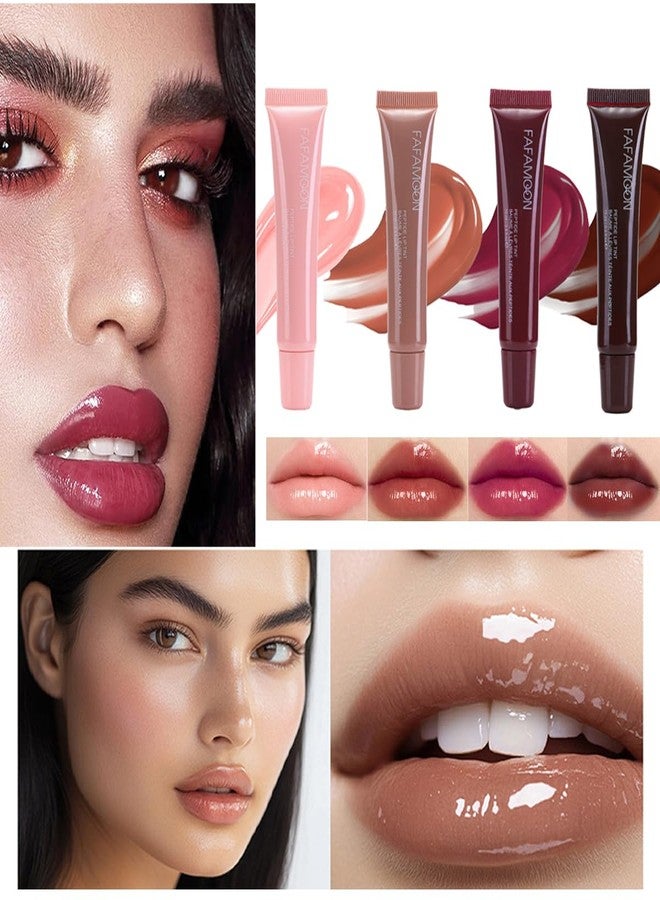 Baorder 4 Colors Hydrating Lip Gloss Set,Glitter Glossy Plumping Lip Glow Oil,High Shine Glass Finish Lip Jam,Shiny Jelly Liquid Lipstick For Women And Girls - Image 4