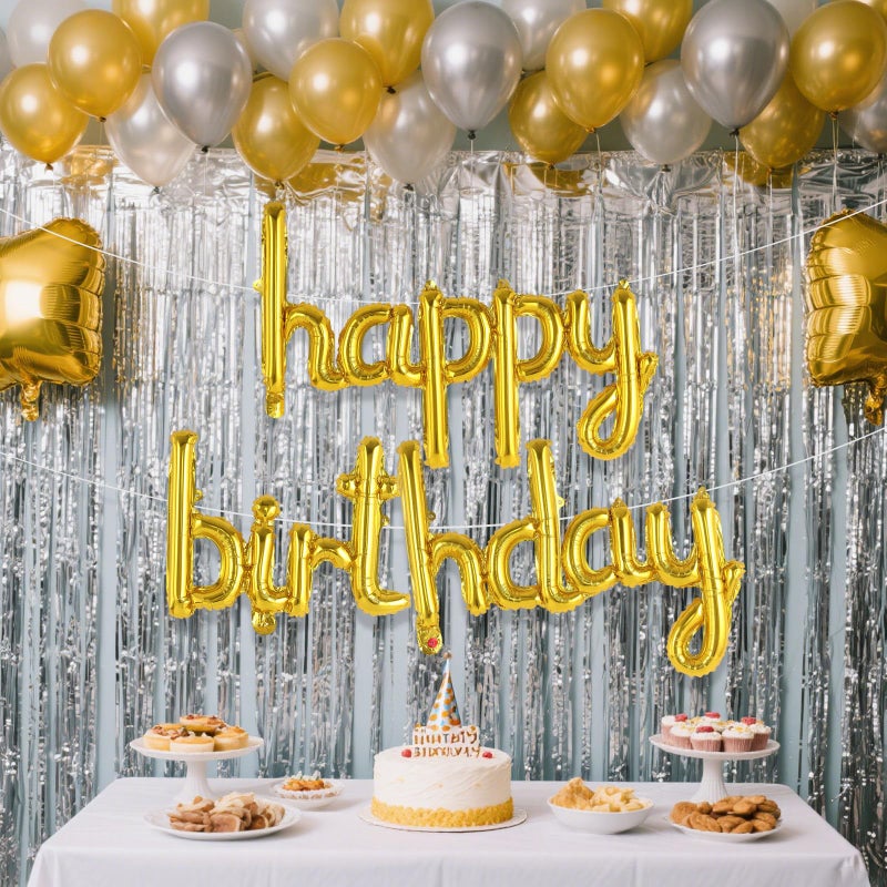 TOTAFAM Gold Happy Birthday Balloons Banner, Foil Letters Balloons, Personalized Name Signs for Women Men Boys Girls Birthday Party Decorations, Small - Image 2