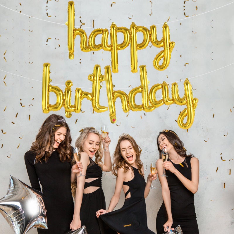 TOTAFAM Gold Happy Birthday Balloons Banner, Foil Letters Balloons, Personalized Name Signs for Women Men Boys Girls Birthday Party Decorations, Small - Image 5