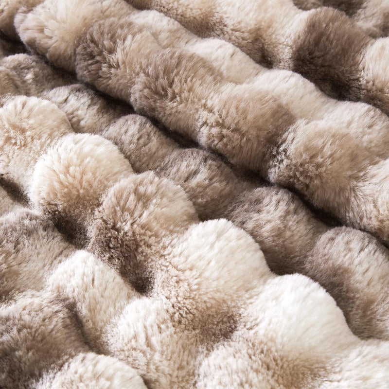 Serenhom 60x80 Inches Ultra-Soft Fuzzy Faux Fur Plush Twin Size Blanket - Thick, Warm Sherpa for Couch, Sofa, Bedroom, Camping - Decorative Blanket for Cozy Warmth, Bubble Brown Tie Dye - Image 5
