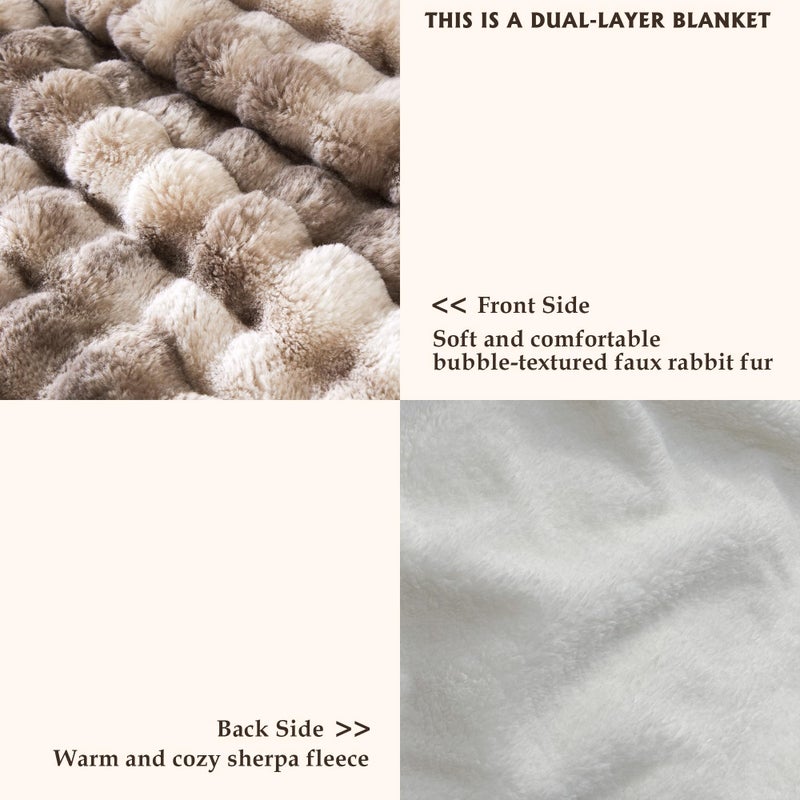 Serenhom 60x80 Inches Ultra-Soft Fuzzy Faux Fur Plush Twin Size Blanket - Thick, Warm Sherpa for Couch, Sofa, Bedroom, Camping - Decorative Blanket for Cozy Warmth, Bubble Brown Tie Dye - Image 3