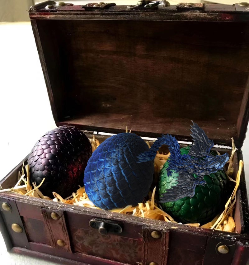 Roaring Good Time 3D Printed Dragon Egg Fantasy Dragon Cake Topper Dragon Eggs Cake Decor Blue Black Balls Cake Decor for Baby Shower Birthday Wedding Party Supplies - Image 4