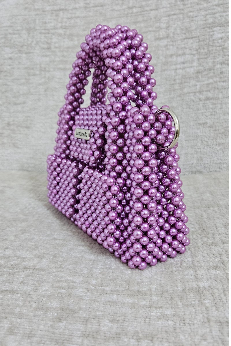Handmade Pearl beaded bag - Image 2