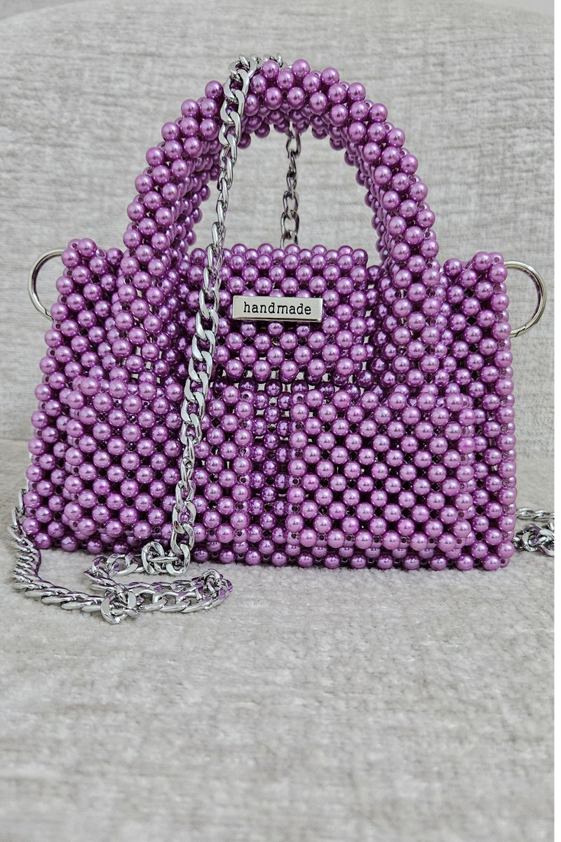 Handmade Pearl beaded bag - Image 1