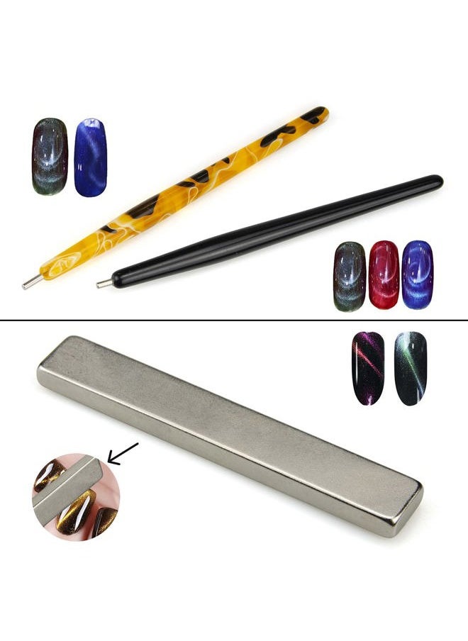 Ideal Swan - 8 Pieces Nail Magnet Tool Set, Double-head Flower Design Nail Magnet Pens Magnet Stick 3D Magnetic Cat Eye Gel Polish Nail Art, for DIY 3d Magnetic, Salon, Studio or Home - Image 1