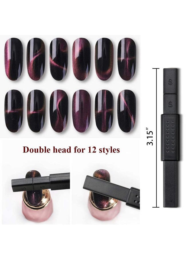 Ideal Swan - 8 Pieces Nail Magnet Tool Set, Double-head Flower Design Nail Magnet Pens Magnet Stick 3D Magnetic Cat Eye Gel Polish Nail Art, for DIY 3d Magnetic, Salon, Studio or Home - Image 1
