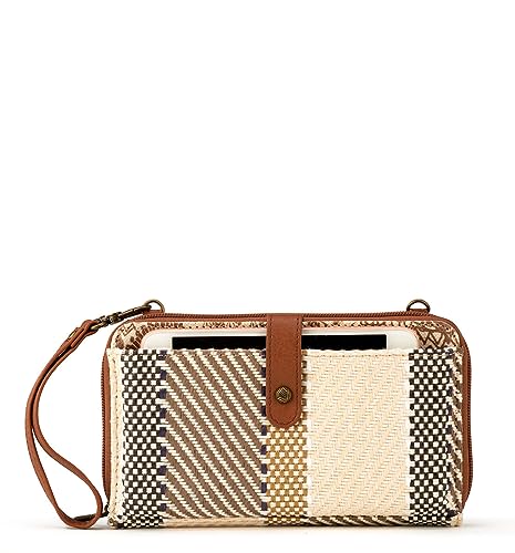 Sakroots Large Smartphone Crossbody in Canvas, Detachable Wristlet Strap, Tobacco Batik World Woven - Image 1