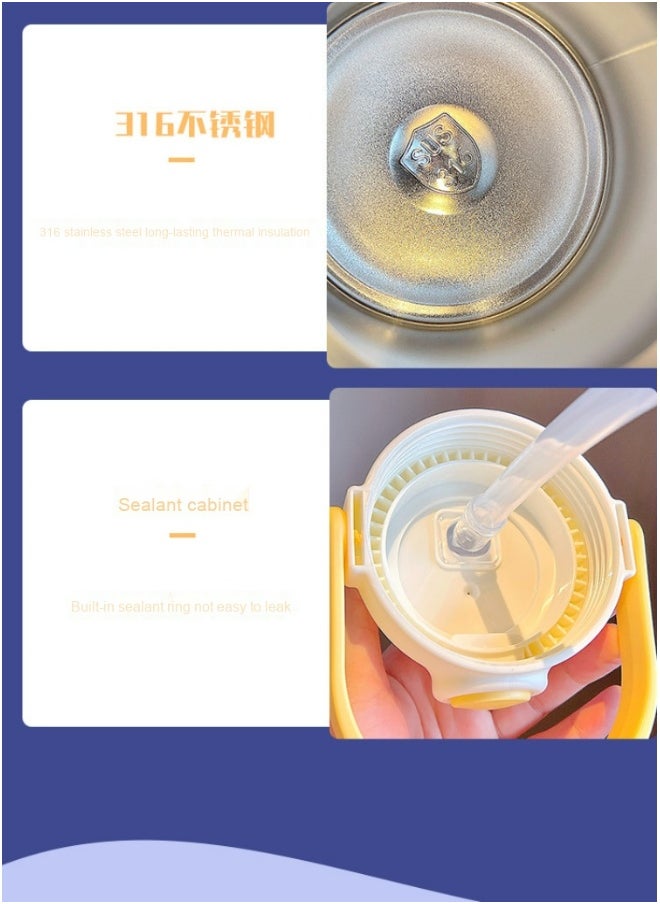 NIBEMINENT 700ML Large Capacity Thermos Cup Students Go To School With Straw Large Belly Water Cup  - Image 5