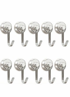 SYOSI Magnetic Hooks Pack of 10 Silver Heavy Duty Strong Magnet Hook with Rust Proof for Indoor Outdoor Hanging Refrigerator Grill Kitchen Key Holder Locker Classroom  - Image 1