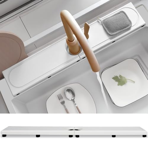 Lyxel Faucet Mat for Kitchen Sink with Raised Feet Fast Drying Diatomite Stone Sink Tray Water Absorbent Faucet Sink Splash Guard Prevents Moisture Buildup Durable Protector for Bathroom Counter - Image 1