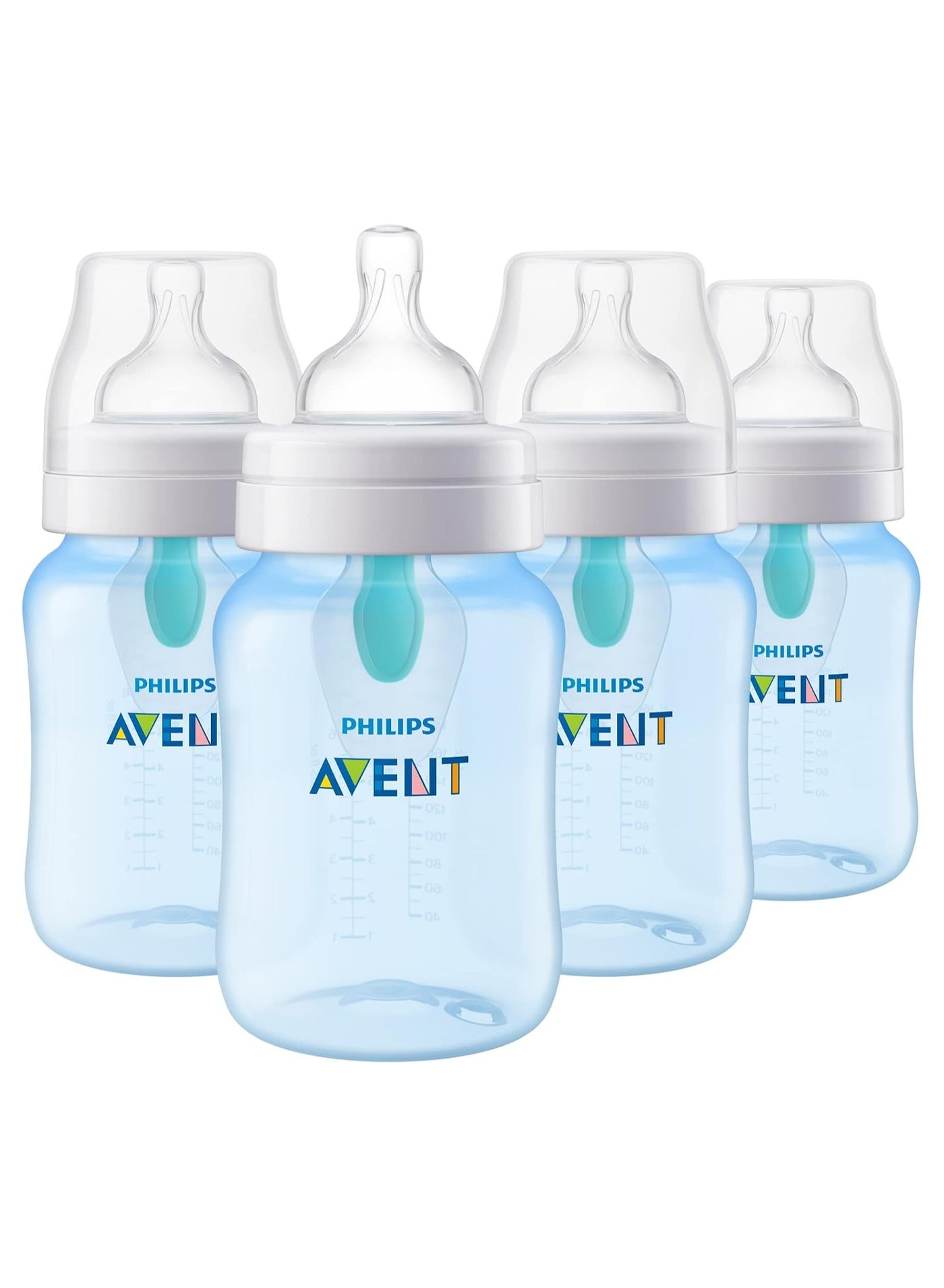 Philips Avent Pack Of 4 Anti Colic Bottle With Air Free Vent, 9Oz, Blue