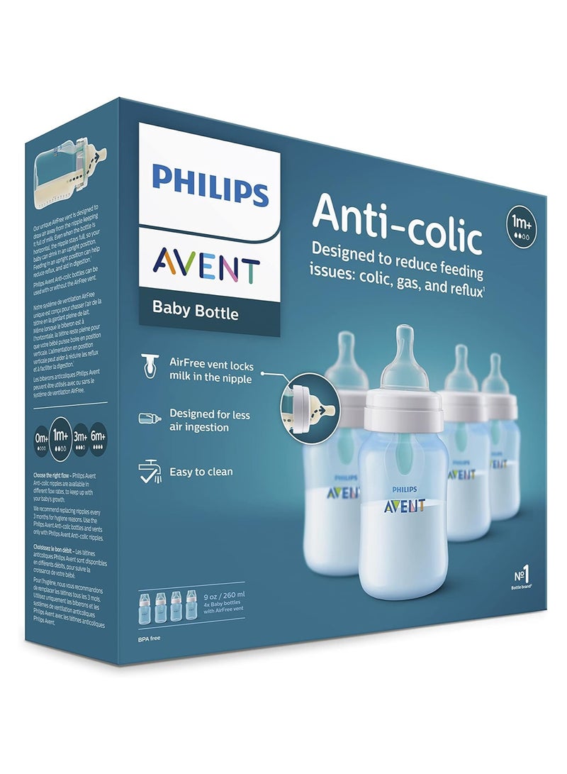 Philips Avent Pack Of 4 Anti Colic Bottle With Air Free Vent, 9Oz, Blue - Image 2