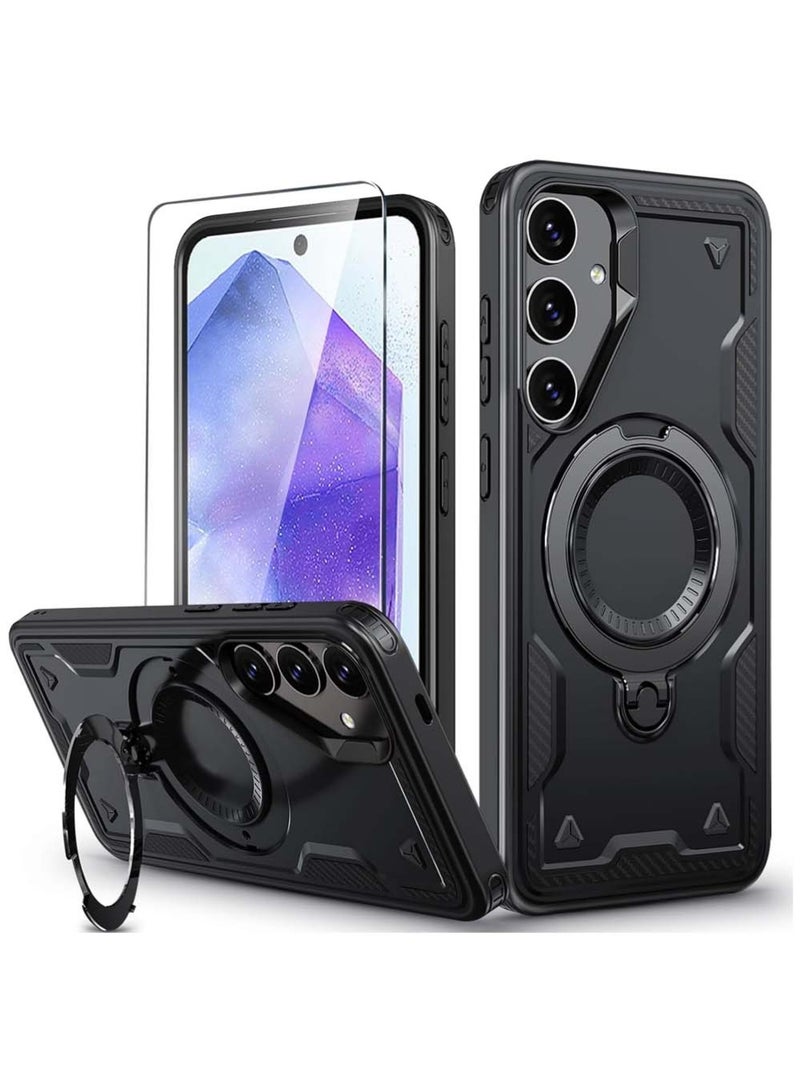 X-level [1+1 Sets] Samsung Galaxy A55 Case Cover Magnetic with stand [Compatible with Mag-Safe] [with Screen Protector] Wireless Charging,Shockproof Galaxy A55 5G Case, Ring Holder Phone Cover,for Samsung A55 Phone Case - Image 1