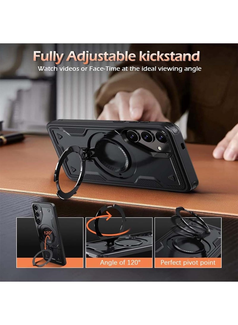 X-level [1+1 Sets] Samsung Galaxy A55 Case Cover Magnetic with stand [Compatible with Mag-Safe] [with Screen Protector] Wireless Charging,Shockproof Galaxy A55 5G Case, Ring Holder Phone Cover,for Samsung A55 Phone Case - Image 3