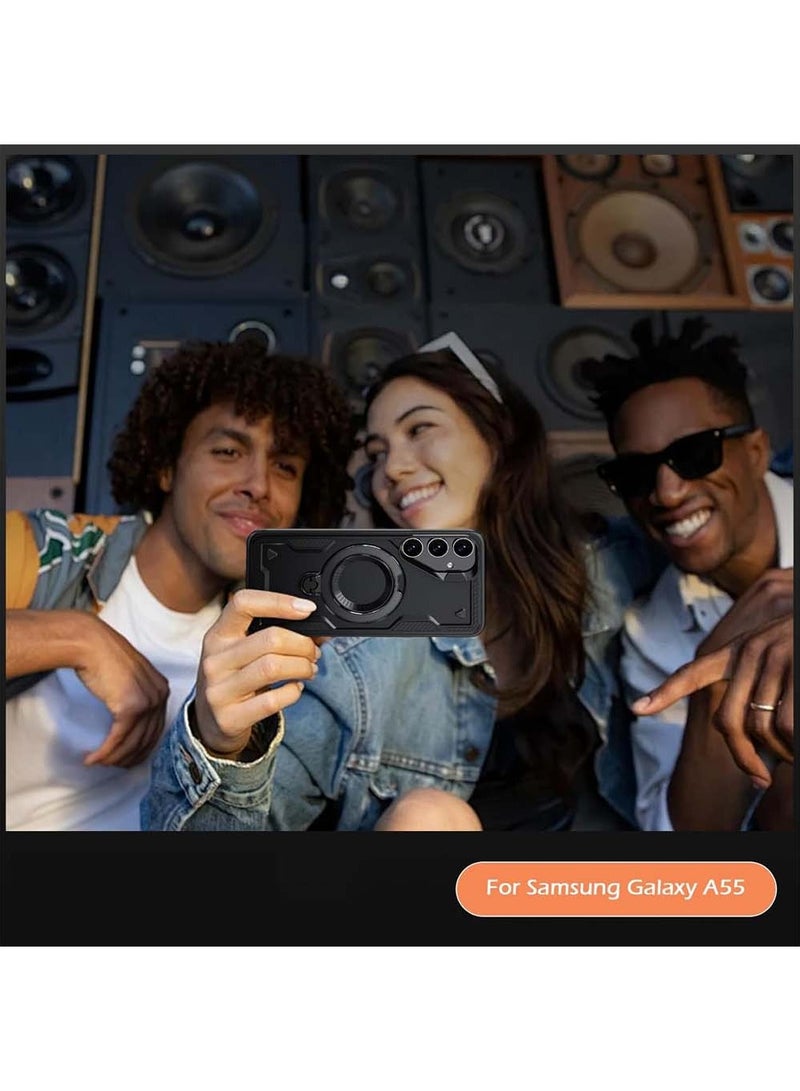 X-level [1+1 Sets] Samsung Galaxy A55 Case Cover Magnetic with stand [Compatible with Mag-Safe] [with Screen Protector] Wireless Charging,Shockproof Galaxy A55 5G Case, Ring Holder Phone Cover,for Samsung A55 Phone Case - Image 4