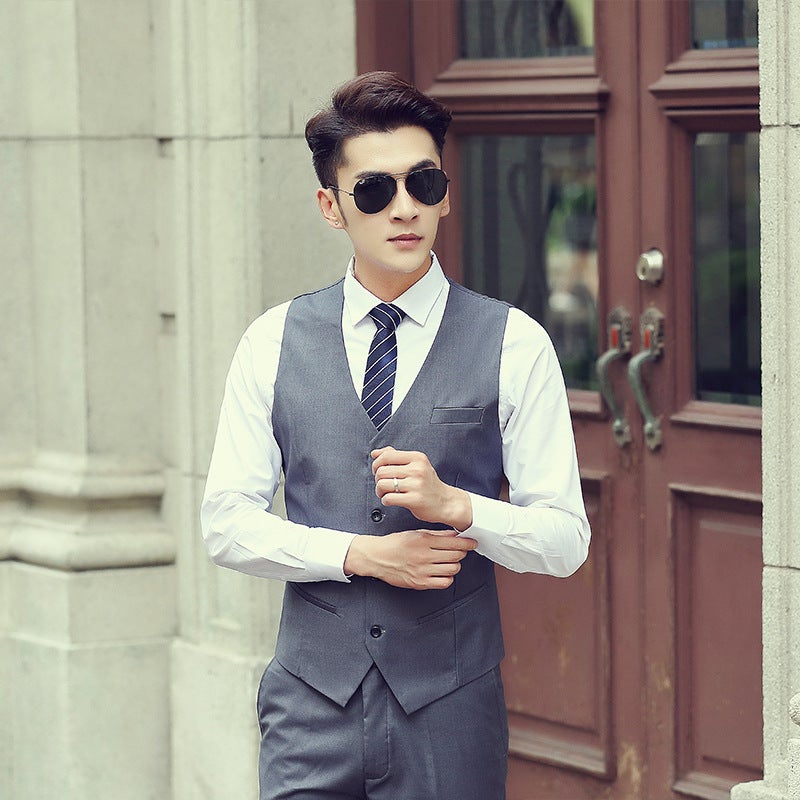 Men'S Waistcoat New Slim Korean Youth Overalls Suit Waistcoat Men'S Best Man Men'S Vest A Generation Of Hair - Image 4