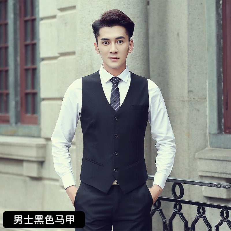 Men'S Waistcoat New Slim Korean Youth Overalls Suit Waistcoat Men'S Best Man Men'S Vest A Generation Of Hair - Image 1