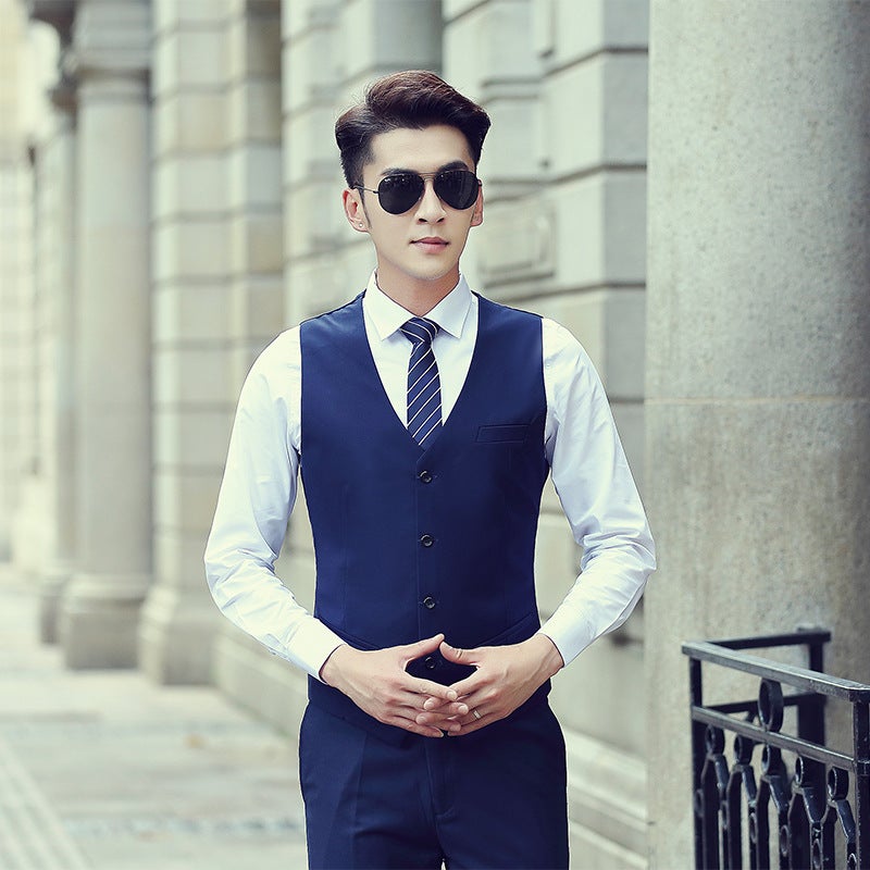 Men'S Waistcoat New Slim Korean Youth Overalls Suit Waistcoat Men'S Best Man Men'S Vest A Generation Of Hair - Image 3