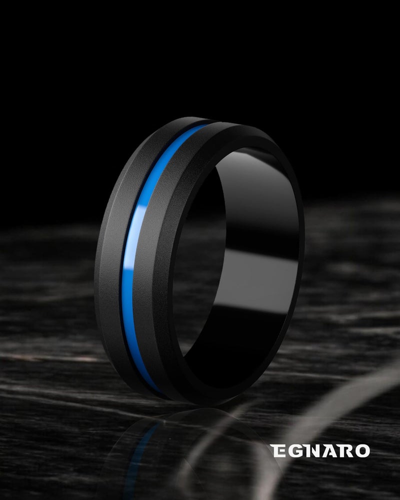 Egnaro Men's Silicone Wedding Rings - 8.2mm x 2.6mm, Middle Engraved Rubber Engagement Bands, 1/4/6 Multipack For Workout - Image 2